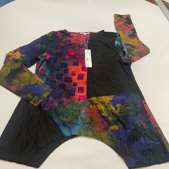 NWT Violet Ruby Top Blouse Lagenlook Stained Glass Size Medium New - Picture 7 of 10